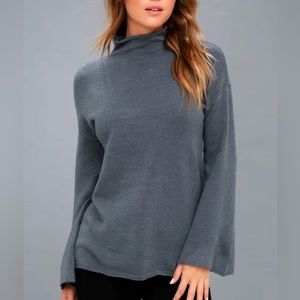 Olive + Oak Blue Mock Neck Sweater